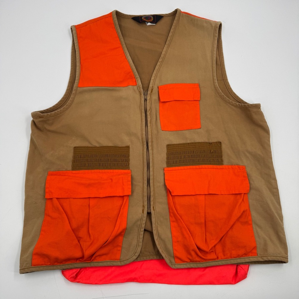 Blue Buck Hunting Vest Orange Pockets Game Bag Made in USA Men's XLARGE Vintage